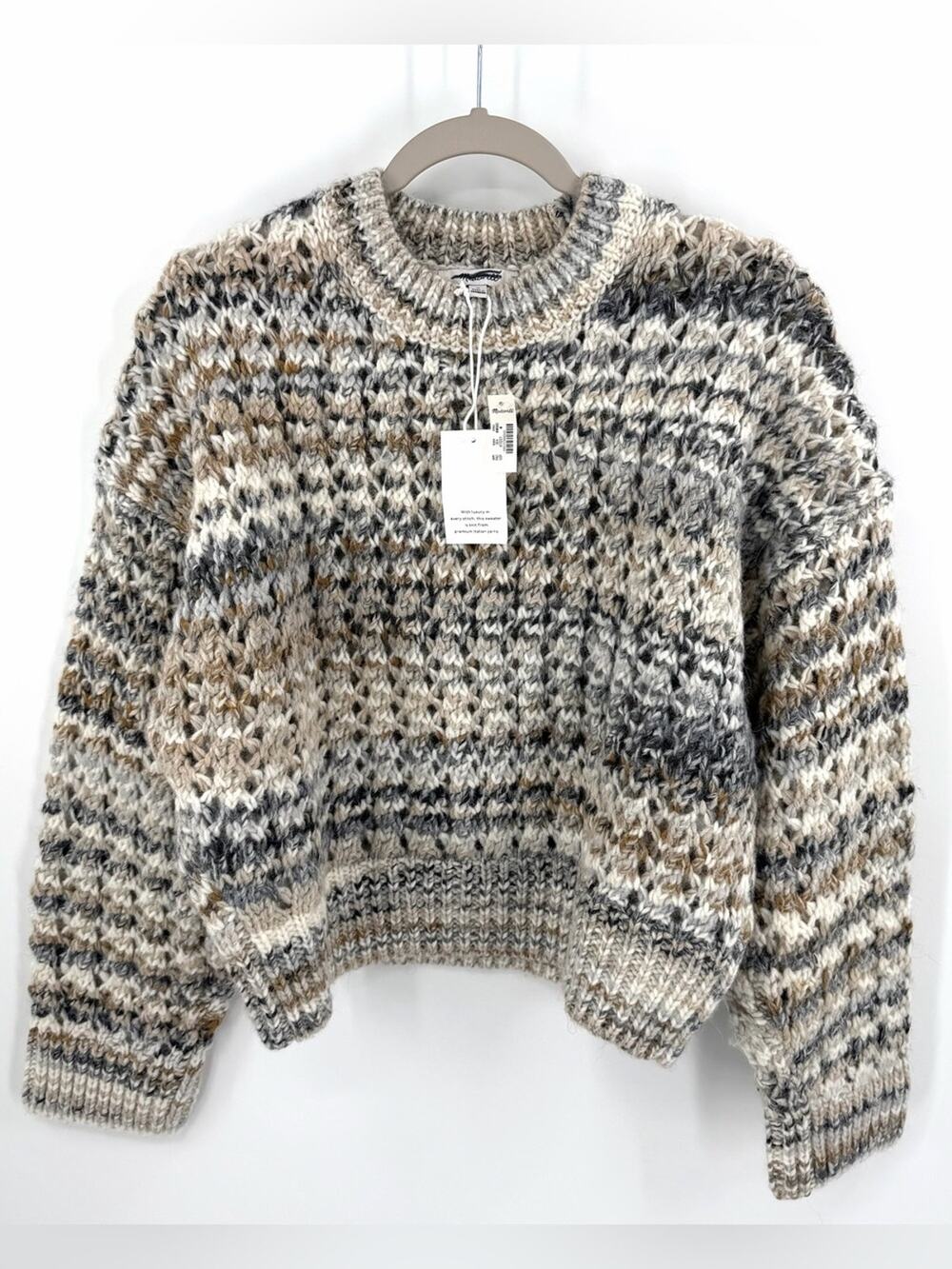 Madewell Italian Yarn Open-Stitch Mockneck Sweater Size M